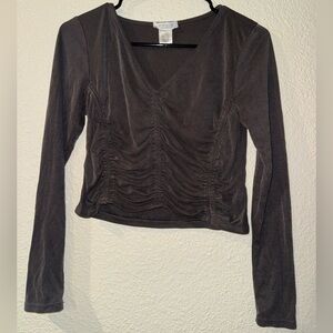 Elegant Charcoal Long Sleeve Top